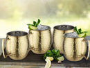 Stainless Steel Moscow Mule Beer Mug - Hammered Design. Brass