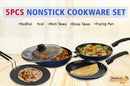 GREBLON Non Stick Cookware - Set of 5 Piece (Gas Stove Compatible Only) - Blue (Free Tadka Pan)