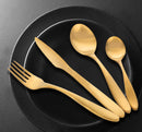 Cyra - Gold PVD Coated Premium Stainless Steel Cutlery Set with Portable Gift Box - Glossy, 24 Pcs Set