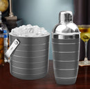 Stainless Steel Ice Bucket with Tong, Peg Measurer & Cocktail Shaker - Gun Metal