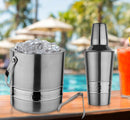 Stainless Steel Ice Bucket with Tong, Peg Measurer & Cocktail Shaker - Hammered Band