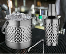 Stainless Steel Ice Bucket with Tong, Peg Measurer & Cocktail Shaker - Diamond