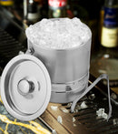 Stainless Steel - Double Wall Ice Bucket with Tong - Hammered Band
