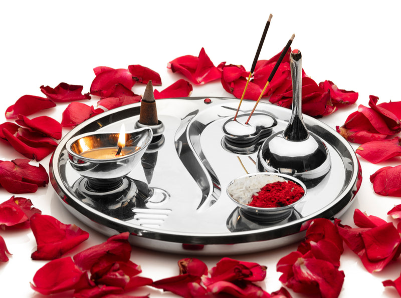 Stainless Steel - Double Wall Pooja Thali Set