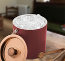 Stainless Steel - Double Wall Ice Bucket with Tong - Cherry & Copper
