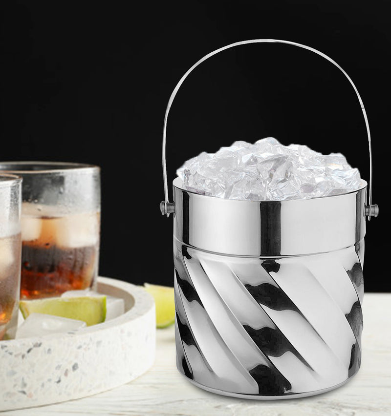 Stainless Steel - Double Wall Ice Bucket with Tong - Swrill