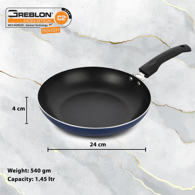 GREBLON Non Stick Frying Pan (Gas Stove Compatible Only) - Blue, 24cm