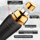 Stainless Steel - Pattern Design Cocktail Shaker Black & Gold (PVD Coated) - 500 ml