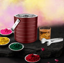 Stainless Steel Double Wall Ice Bucket with Tong - Cherry | 2 Whiskey Glasses FREE