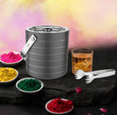 Stainless Steel Double Wall Ice Bucket with Tong - Gun Metal | 2 Whiskey Glasses FREE