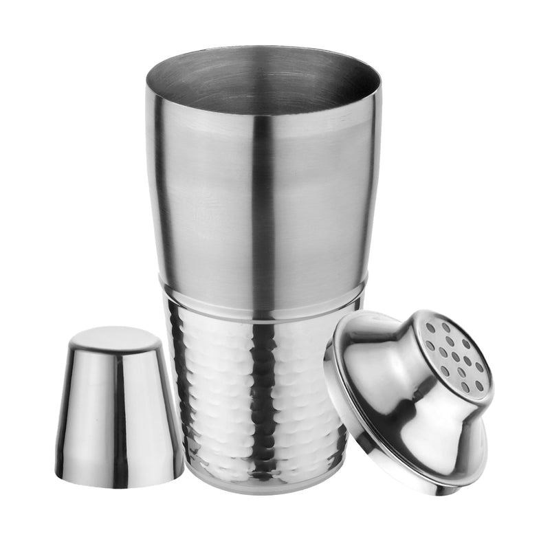 Stainless Steel Cocktail Shaker with Strainer - Half Hammered, 500 ml