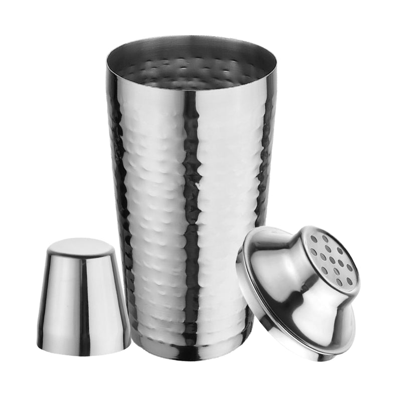 Stainless Steel Cocktail Shaker with Strainer - Full Hammered, 500 ml