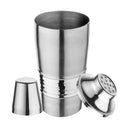 Cocktail Shaker with Built-in Bartender Strainer & Peg Measurer - Hammered Band, 500 ml