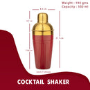 Stainless Steel Pattern Design Cherry & Gold Double Wall Bar Set - 4 Pcs