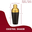 Stainless Steel Pattern Design Black & Gold Double Wall Bar Set - 4 Pcs | 4 Whiskey Glasses FREE