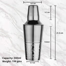Half Hammered - Cocktail Shaker with Strainer & Peg Measurer - 500 ml