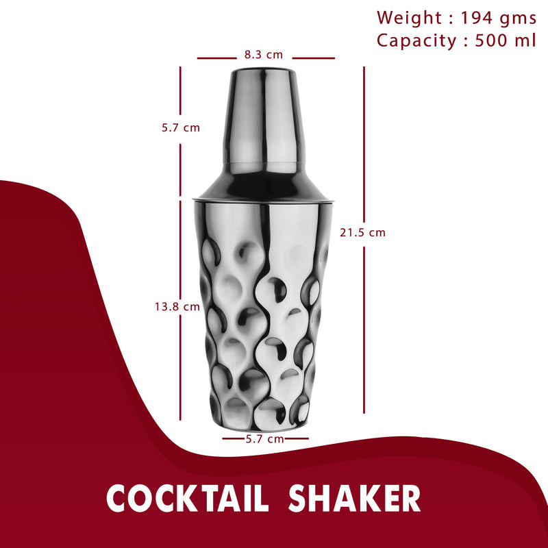 Cocktail Shaker with Built-in Bartender Strainer & Peg Measurer - Coin, 500 ml