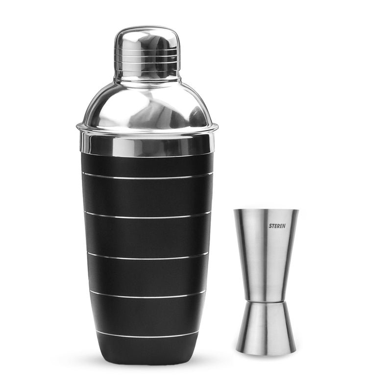 Black Ring - Cocktail Shaker with Strainer & Peg Measurer - 500 ml